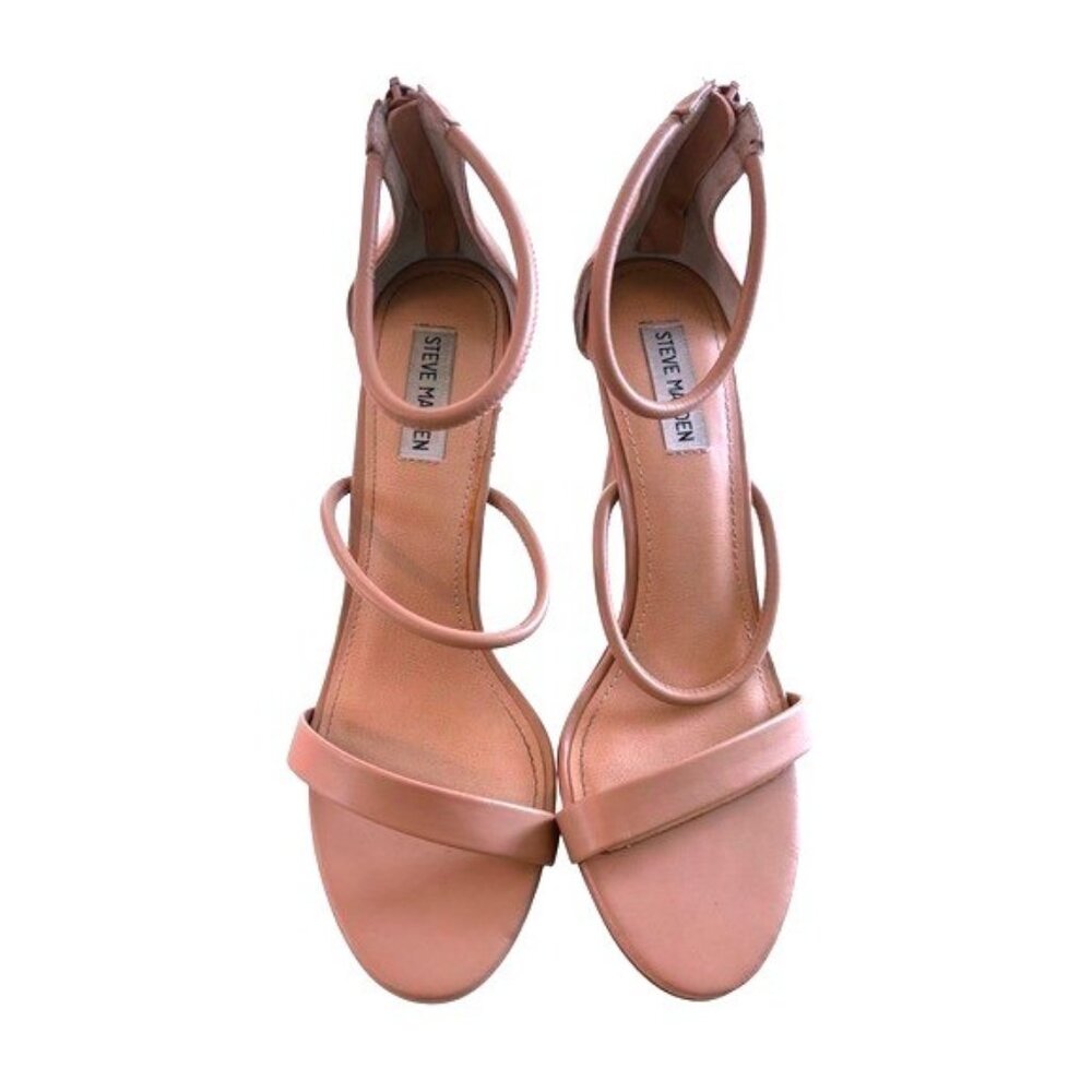Steve Madden Nude Strappy Heeled Sandals‎ Zip Back Women Size 11